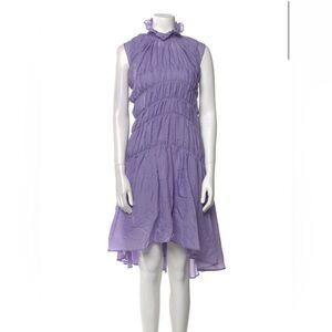 Brogger Purple Sleeveless Dress high neck and puckered accents